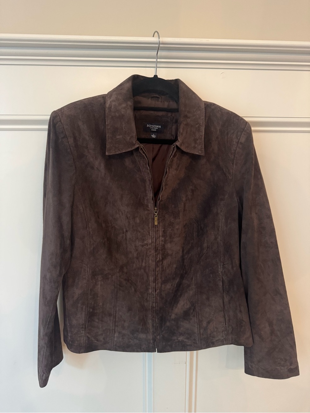 Sonoma Brown Suede Zip-Up Jacket